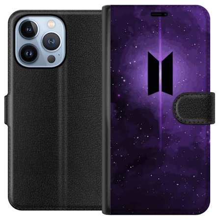 Kompatibel Tegnebogsetui til Apple iPhone 13 Pro BTS-logo lilla galakse kpop hær-plakat rummet stjerne himmel koreansk musik band symbol ikon design