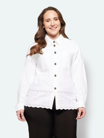 CISO - Denim Jakke - Hvid - Broderie Anglaise