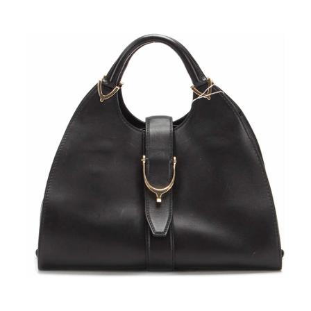 Gucci Vintage Pre-owned Stirrup Leather HandTas , Zwart , Dames , Maat: ONE Size Vintage Tassen