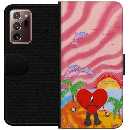 Yhteensopiva Lompakkokotelo Samsung Galaxy Note20 Ultra Bad Bunny värikkäässä tikatussa takissa sydänkuvioilla ja aurinkolaseilla modernissa katutyyli