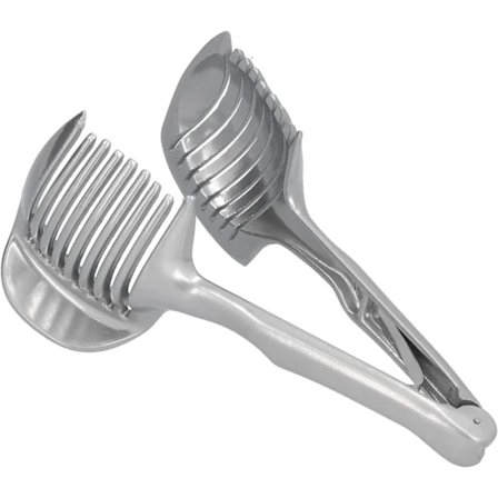 Løg Tomat Citron Skiveskærer, Multifunktionel Håndholdt Rund Frugttang Rustfrit Stål Løgholder Nem Skæring