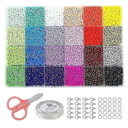 /EA/24 000 st 2 mm 24 färger Glasfröpärlor för Armband Smyckestillverkningskit