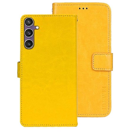 Samsung Galaxy S24 FE -puhelimen jalustakotelo, Crazy Horse -kuvioitu nahkainen puhelinkotelo - Musta