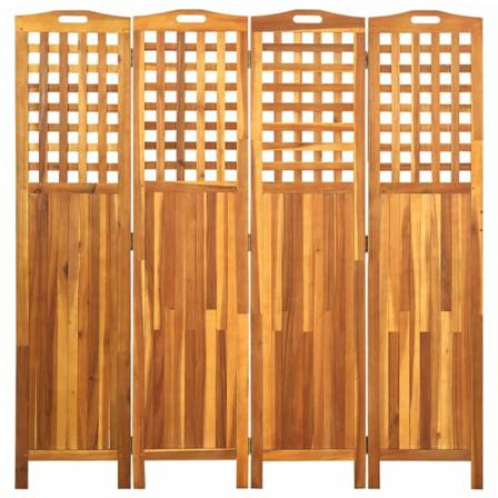 Vidaxl Rumsavdelare 4 Paneler 161x2x170 Cm Massivt Akaciaträ Brun