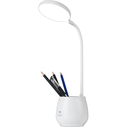 Vinterkampanje, pennholder skrivebordslampe, berøringsdimmbar LED-skrivebordslampe med 3 lysmoduser og 24 lysdioder, øyebeskyttende barnesenglampe, 
