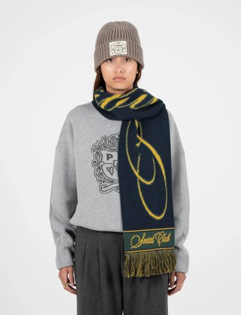 Prohibited Clubhouse Jaquard Scarf Navy - Black - ONE SIZE