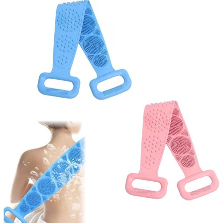 2 stk. - Brusebørste - Rygbørste - kropsbørste - dobbeltsidet silikonebadebørste - 60 cm