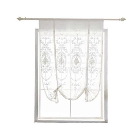 Keinotekoinen pellavainen nyöritys Läpikuultavat harsokaihtimet Lyhyet verhot Parvekeovi Keittiö-Valkoinen 80*120cm