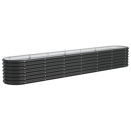 vidaXL Odlingslåda pulverlackerat stål 260x40x36 cm antracit