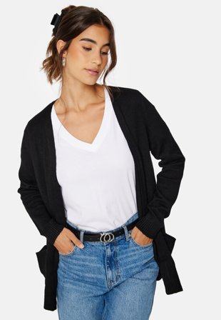 ONLY Lesly L/S Open Cardigan Black Klær