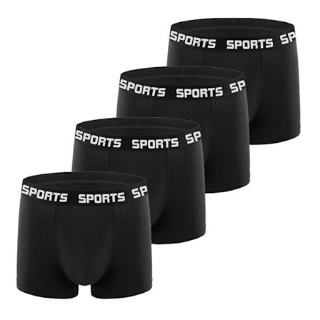 4 paria miesten bokserishortseja, urheilulliset, hengittävät, erittäin joustavat, mustat, koko M.