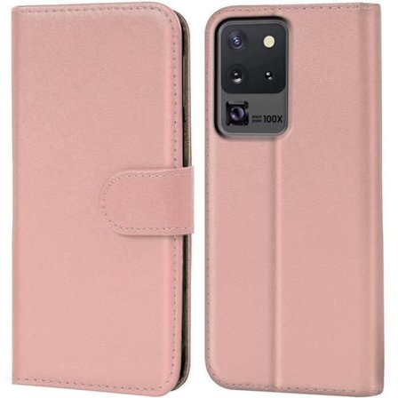 Skyddsfodral - BOOLING - för Samsung Galaxy S20 Ultra - Rosa - Läderlook - Plånbok med kort