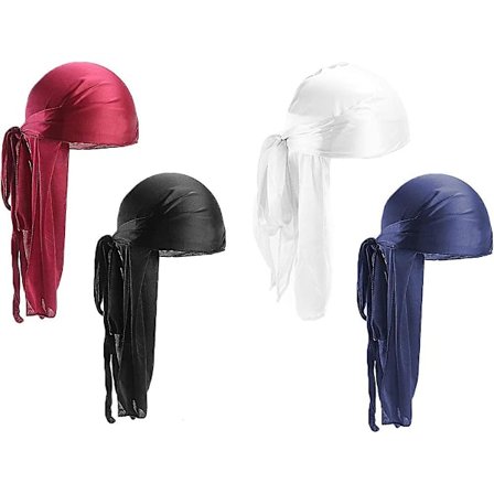 8pack Acsergery Lang Hale Durag, Unisex Durag Hovedbeklædning Brede Stropper Pirat Hårtab Turban Hat Gave