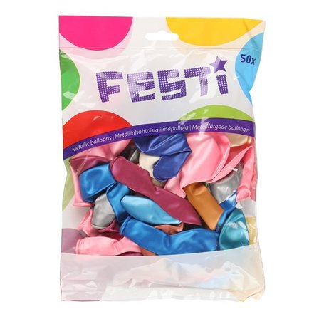 Moniväriset metalliset ilmapallot 25 cm, 50-pakkaus