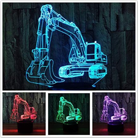 3D Grävmaskin Lastbil Bil Nattljus Bordslampa Dekor Bordslampa