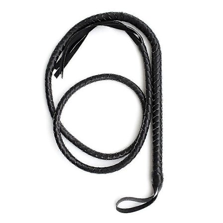 1,9 m Bullwhip Pisk i Lær og Semsket Skinn Flettet Hale Hesteutstyr Ridepisk (Svart) - EP