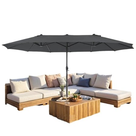 Rootz Double Sunshield Parasol - Haveskærm - Ekstra stor parasol - UV -beskyttelse 50+ - 460 cm x 270 cm x 245 cm