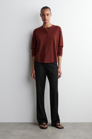 COS Femme Cardigan À Ourlet Circulaire En Laine Mérinos in Orange