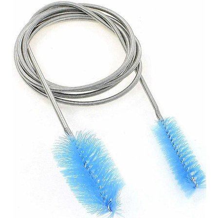 Akvaarion puhdistusharja, putkimainen harja 1550 mm:n ruostumattomasta teräksestä valmistettuun taipuisaan putkeen, jousi, kaksoisputki, putkimainen 