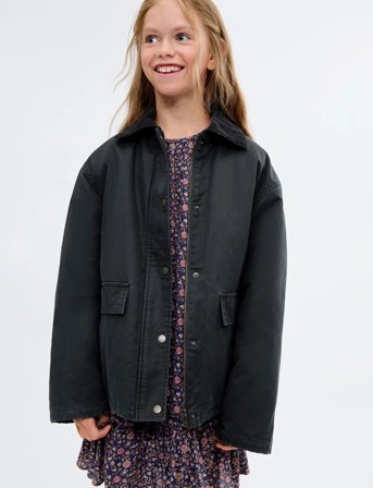 Mango Waxed-Effect Parka - Khaki green - 12