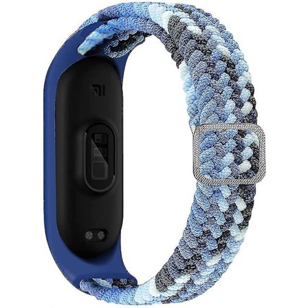 Sztxj Denim Flätad Solo Loop Rem för Xiaomi Mi Band 6 5 4 3, Justerbar Nylon Elastisk Sport Ersättningsrem för Xiaomi Band Mi Band 6