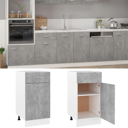 Vidaxl Underskåp Med Låda Betonggrå 40x46x81,5 Cm Konstruerat Tr Grå