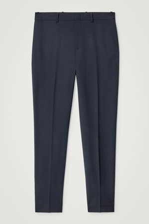 COS Men's Slim-Fit Wool Trousers in Blue