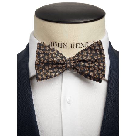 John Henric Bow Tie Small Paisley Kostymtillbehör Herr Svart ONESIZE