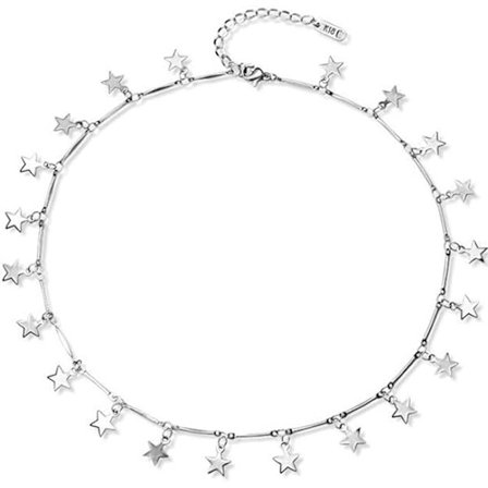 Rostfritt stål Lyckostjärnor Fin Choker Halsband