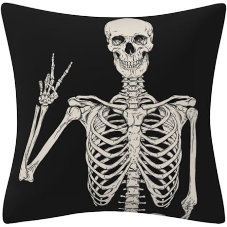 Putevar 45x45cm Halloween Hodeskalle Skjelett Poserer Svart Dobbeltsidig Firkantet Moderne Dekorative Putetrekk Dekor 18x18in