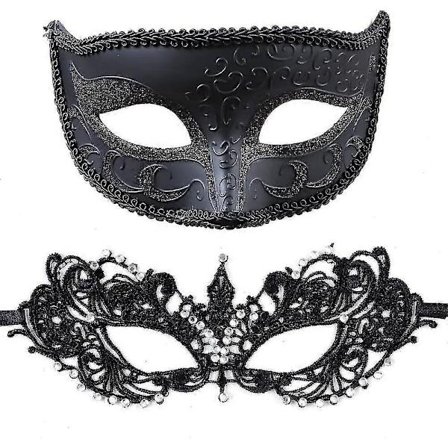 Maskerademaske for par - Venetiansk maske - Mardi Gras-maske - Blondert maskerademaske