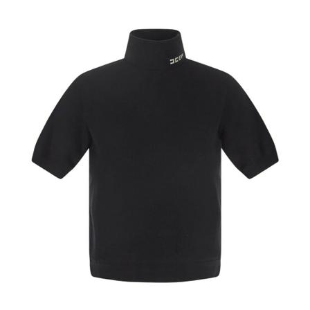 Elisabetta Franchi Turtle-neck Top With Logo Detail Sort, Dame
