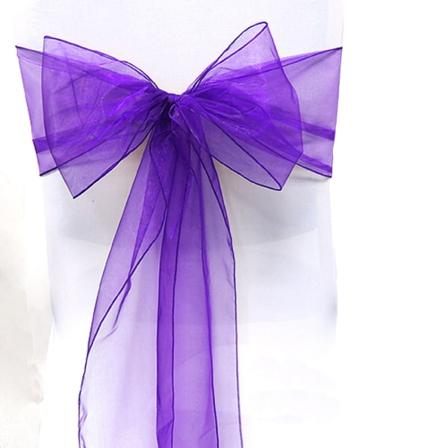 10 st Bröllopsorganza Stolslyror Båge Sash Fest Dekoration Deep Purple 10 PCS
