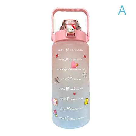 2 liters vattenflaska Motiverande dricksflaska Vattenkopp med klistermärken