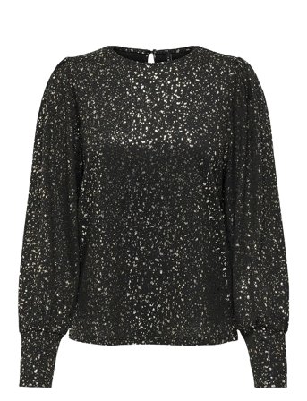 Onlpella L/S Foil Puff Top Jrs Tops Blouses Long-sleeved Black ONLY