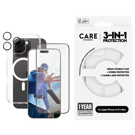 CARE by Panzer Flagship 3-in-1 Bundle iPhone 16 Pro Max PanzerGlass - High quality tempered glass screen protector