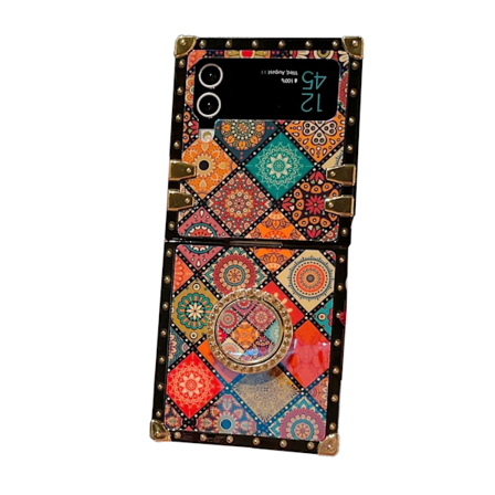 Foldbar telefondeksel TPU PC Anti Slip Sock Proof Beskyttende fargerik foldbar telefon luksusdeksel med snor og støtte for Z FLIP 3
