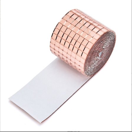 Spejle Mosaikfliser Selvhæftende DIY Dekorativt Tilbehør, Selvhæftende Mini Kvadratiske Glasspejle Fliser 5x5mm (5 Meter)Rose Guld