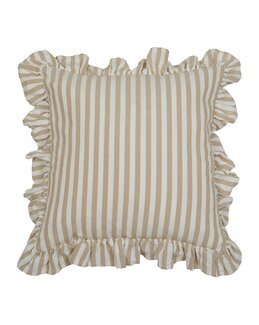 Kuddfodral Svea randigt med volang 1-pack Sand - Fondaco