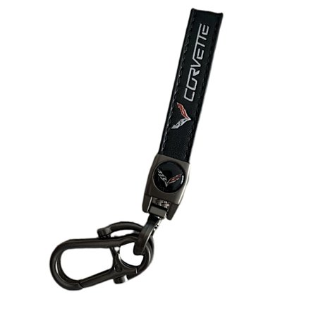 Ekte skinn nøkkelring med bilmerke, kompatibel med Corvette Nøkkelring i skinn, egnet for kvinner og menn Corvette-tilbehør