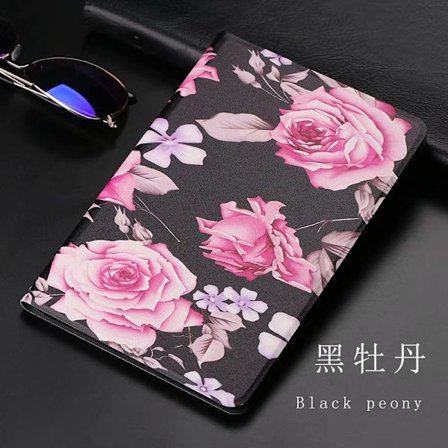 Etui for iPad 568 9.7" svart peon bok ståltrådmønster nettbrett beskyttende malt tegneserie