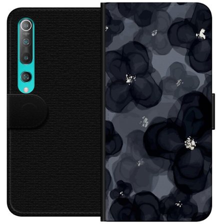 Kompatibelt Plånboksfodral till Xiaomi Xiaomi Mi 10 5G Abstrakt mörkt blommönster i svartgrå toner med elegant och dramatisk känsla