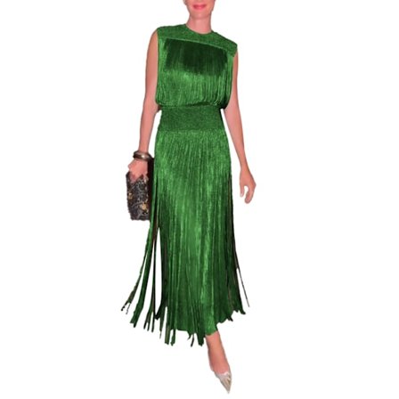 Dame 2-delt Sæt Frynser Kvaster Cami Crop Top og Lang Nederdel Festsæt