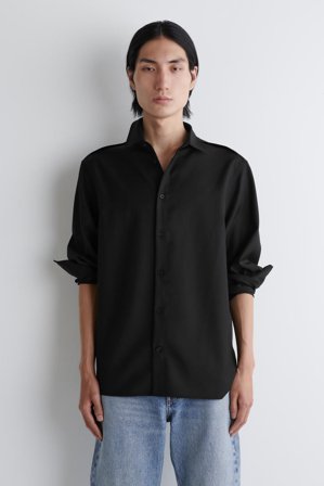 COS Men's Merino Wool Shirt in Black