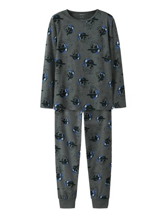 name it Nkmnightset Dark Grey Mel Skull Noos - Grey - 134-140