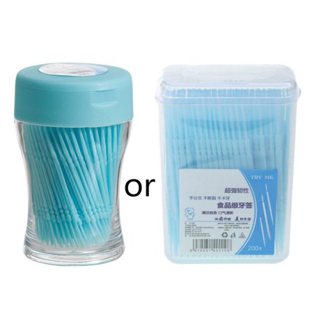 200 kpl Elintarvikelaatuista muovista hammastikkua, kaksoispäinen hammasväliharja