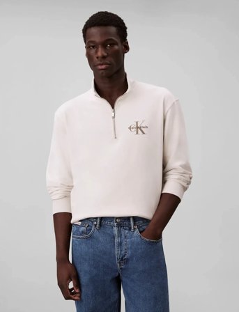 Calvin Klein Jeans Ls Eu 350Terry Micro Monologo Qt - Cream - XL