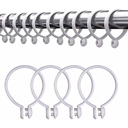 35 mm vita duschdraperikrokar i plast, 100-pack