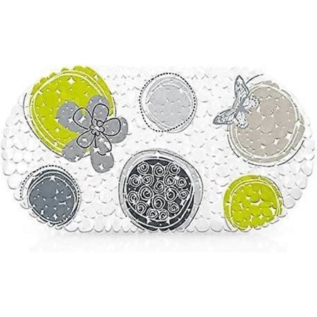 Plastmatta för badrum med halkfria sugkoppar, tryckta dörrmattor, säkerhetsmattor för badkar, grön cirkel