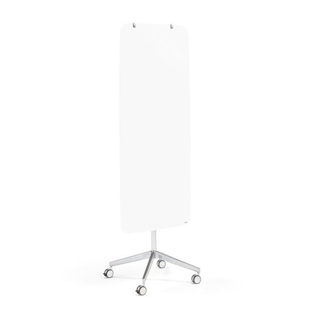 Mobile glass writing board STELLA with rounded corners, white
